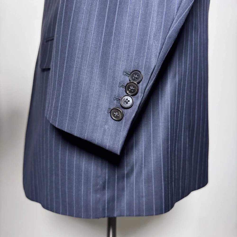 Lenny Scranton Suit Mens 44R 38x29 Navy Blue Pinstripe‎ Wool 2-Button